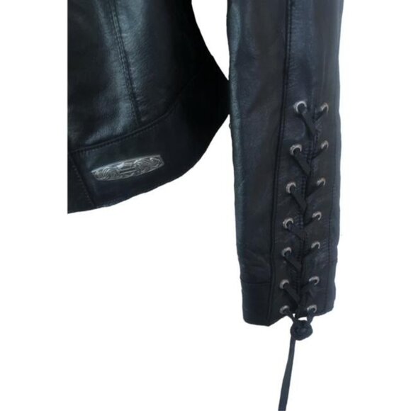 BEAUTIFUL HARLEY DAVIDSON butter Soft Leather Jacket! Velvet Lining! LACES  S/M - Picture 7 of 16